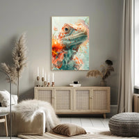 Lizard and Flowers: Ethereal Nature Art Poster PosterGoat