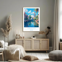 Cambridge Charm: Idyllic Canal Cityscape Travel Poster