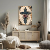 Roses And Cross Poster