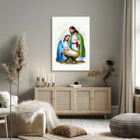 Nativity Scene Illustration Poster