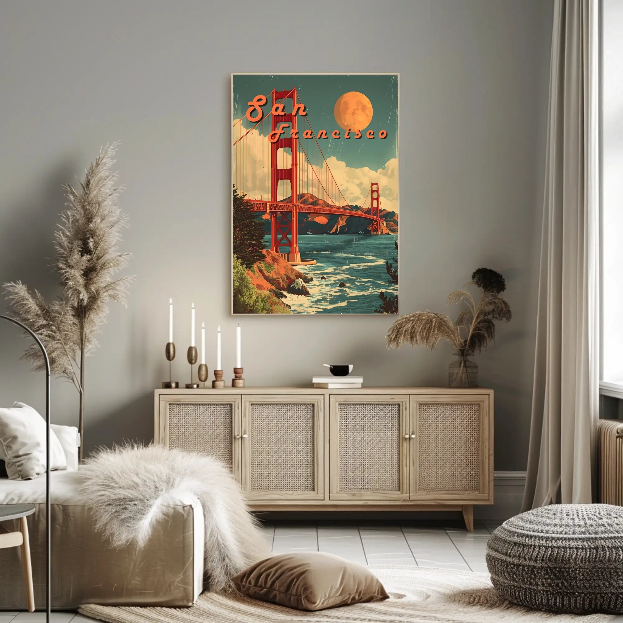 Golden Gate Bridge Retro San Francisco Travel Poster
