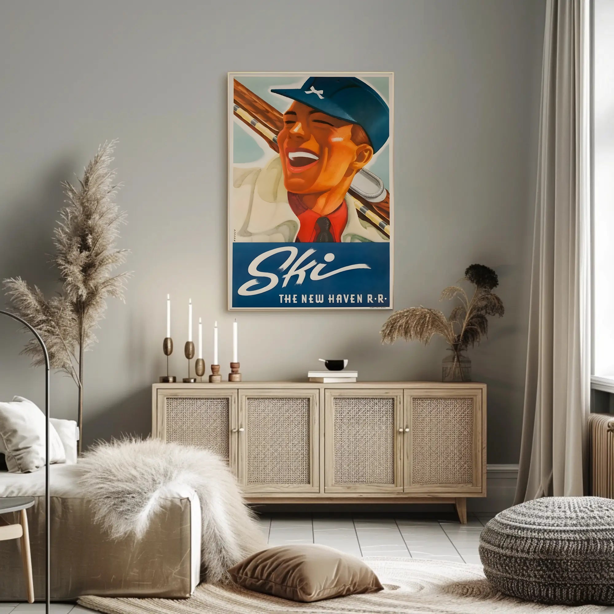 Vintage Ski and New Haven Travel Poster PosterGoat