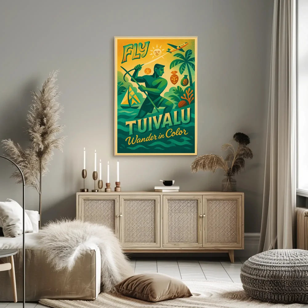 Fly Tuvalu Vintage Travel Poster PosterGoat
