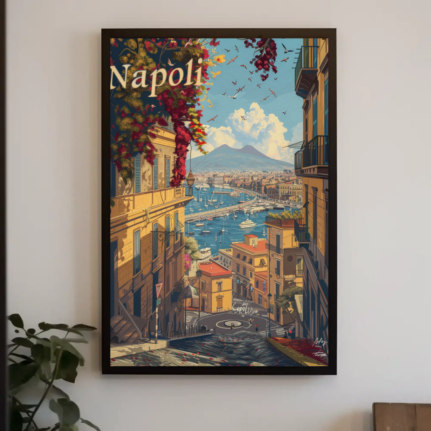 Napoli Bay and Mount Vesuvius Travel Poster