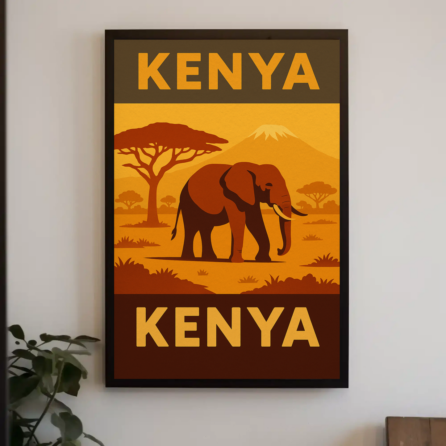 Kenya's Majestic Wildlife Safari Vintage Travel Poster
