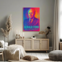 Gerald Ford 38th President of the United States Neon Gradient Overlay Poster