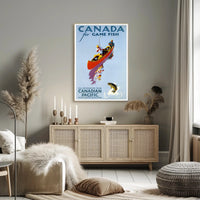 Fishing Adventure in Canada Vintage Travel Poster PosterGoat