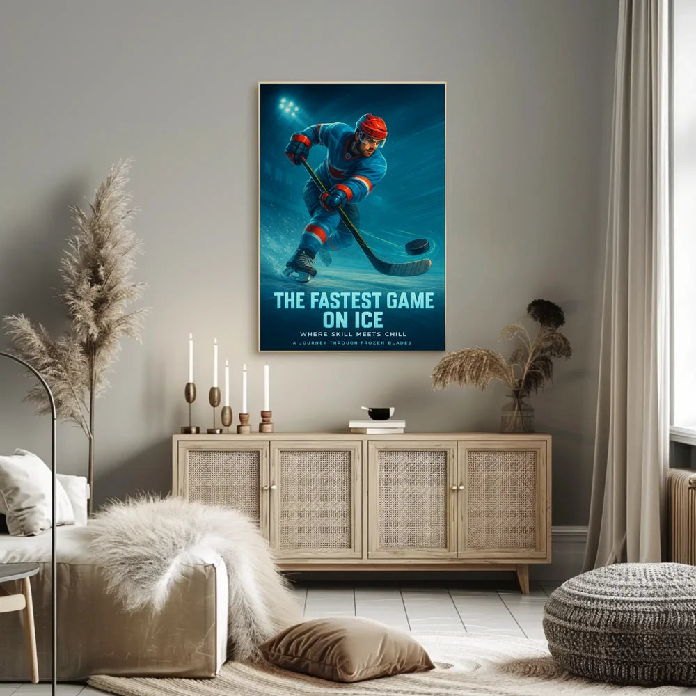 Dynamic Ice Hockey Action Scene Sports Poster PosterGoat