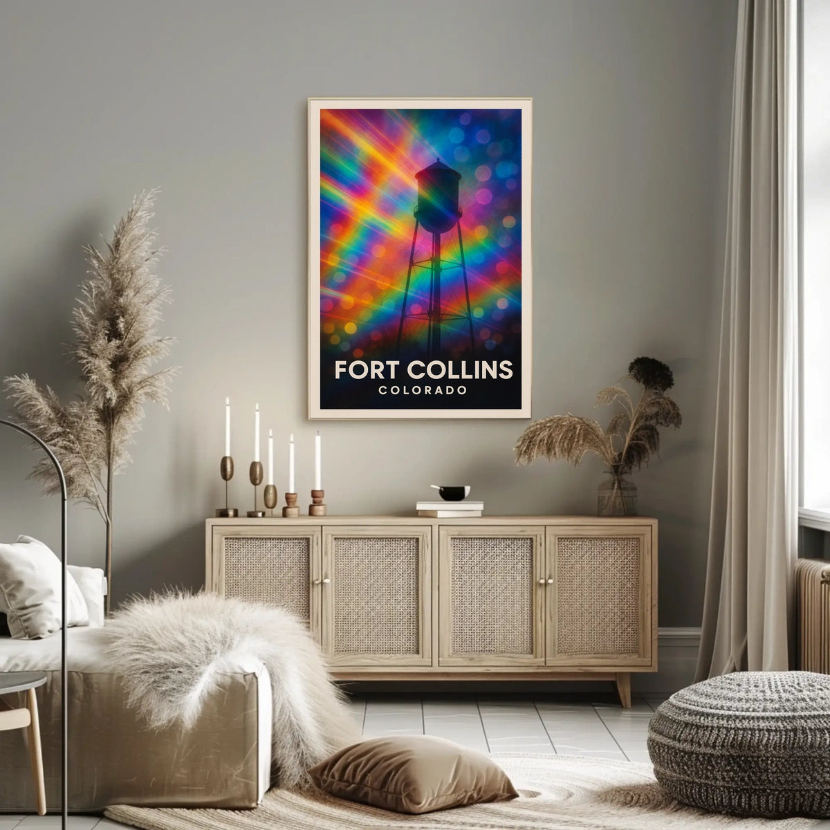 Fort Collins Water Tower Minimalist Realism Decor Poster
