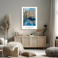 Vibrant Las Vegas Cityscape Watercolor Travel Poster PosterGoat