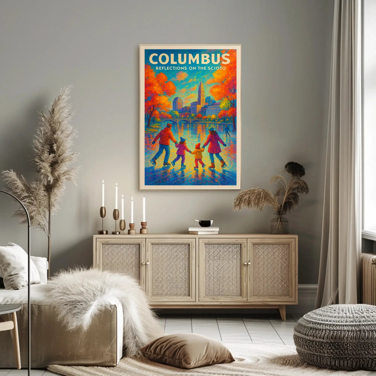 Columbus Reflections On The Scioto Poster