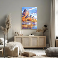 Historic Castle and Waterfront Autumn Art Poster