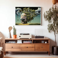 Surreal Cityscape with Tree of Imagination Artistic Poster