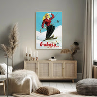 Vintage Alpine Ski Lift Adventure Travel Poster PosterGoat