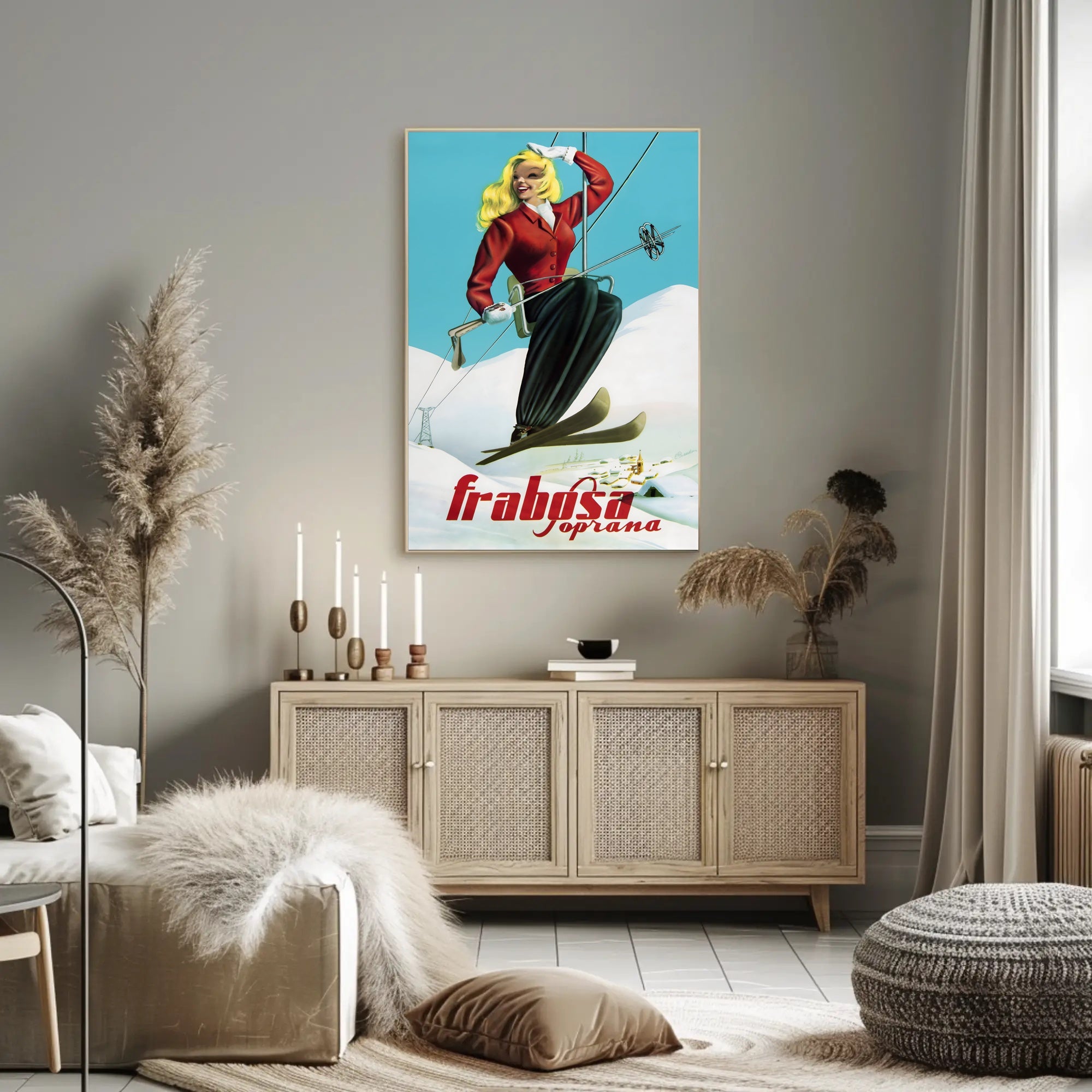 Vintage Alpine Ski Lift Adventure Travel Poster PosterGoat