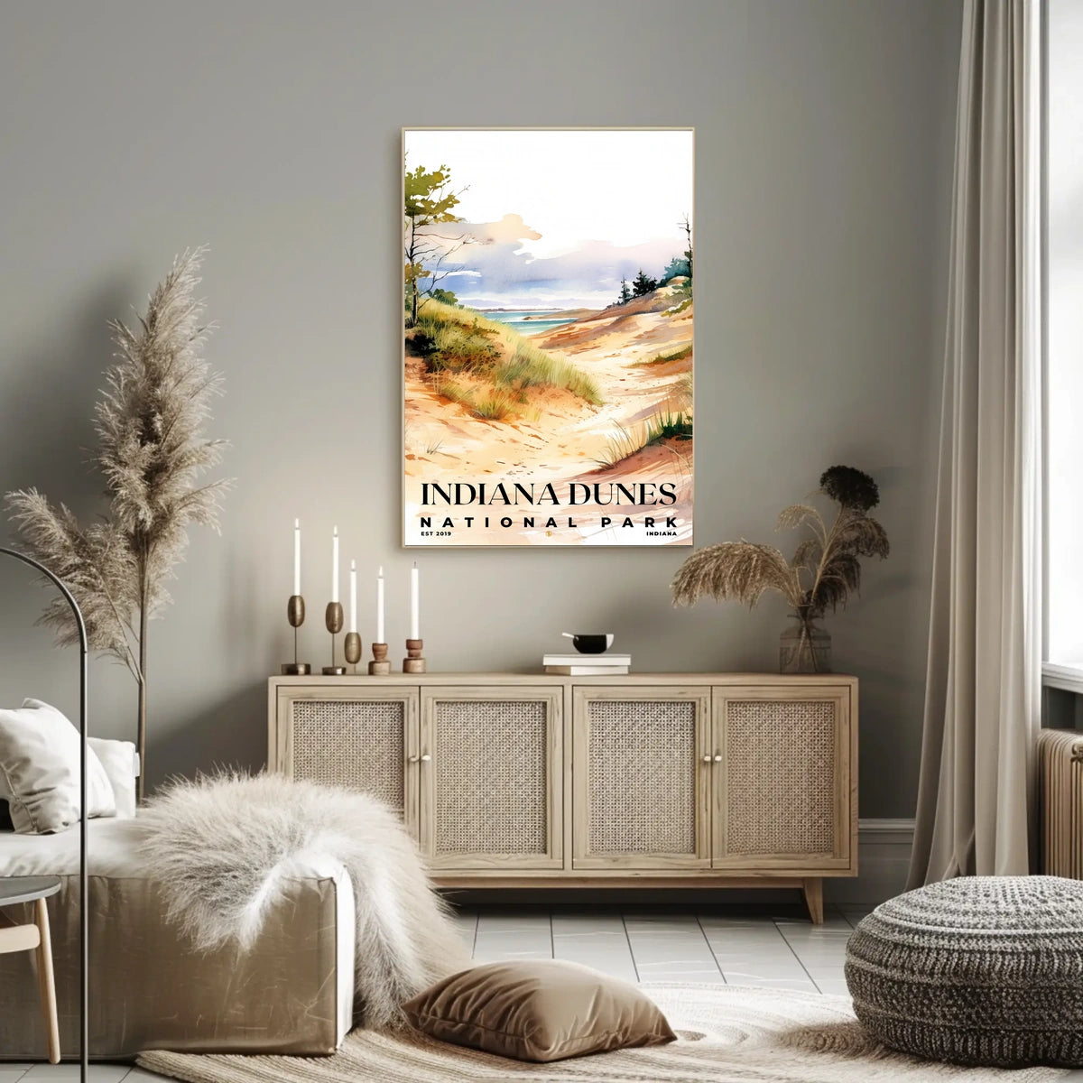Indiana Dunes Watercolor Wall Art Poster