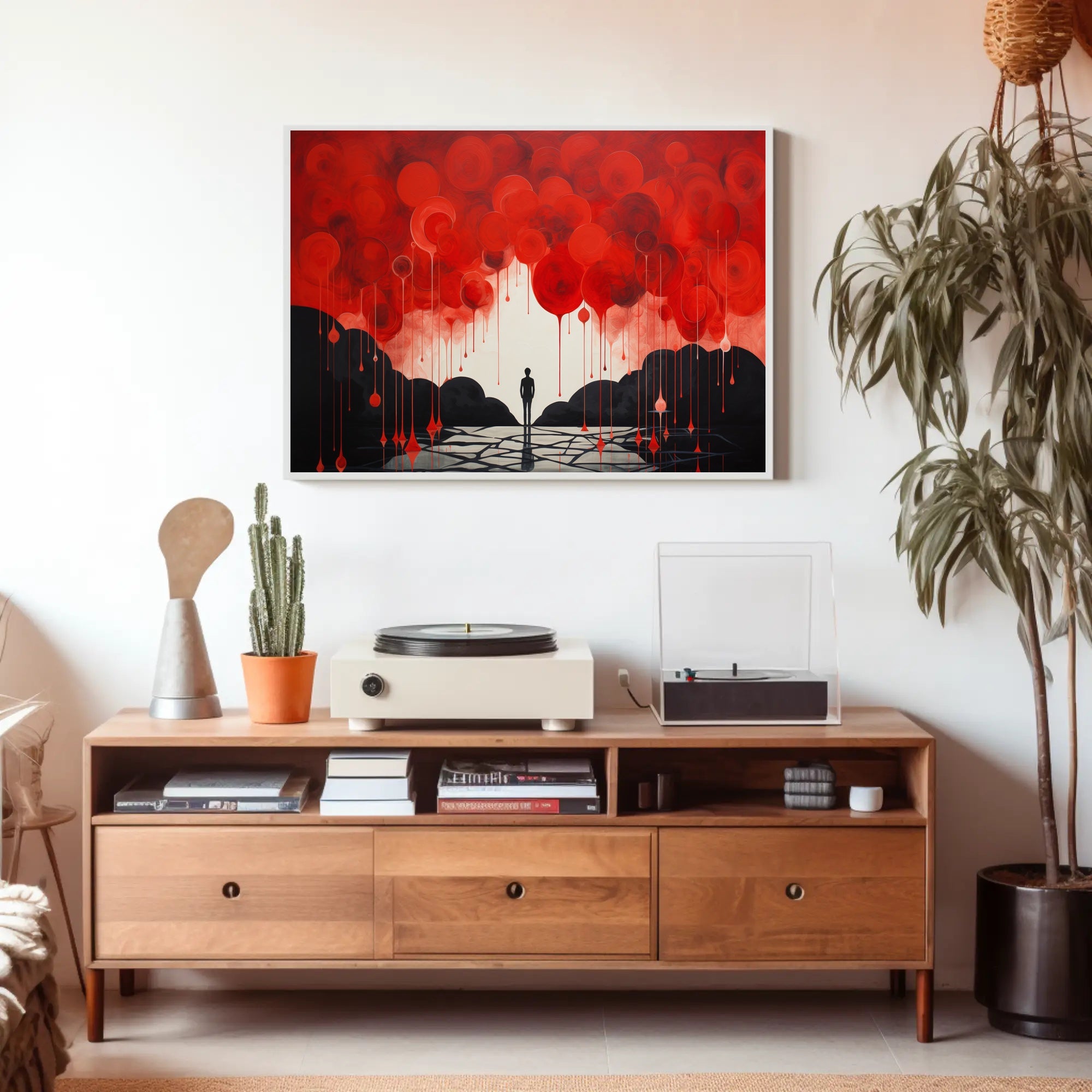 Surreal Silhouette in Red and Black Abstract or Artistic Poster