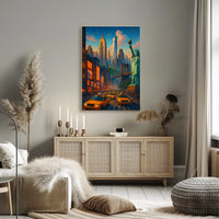 New York City Twilight Scene Poster For Bold Urban Decor