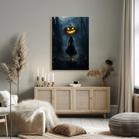 Mysterious Figure Halloween Forest Jack-o-lantern Poster