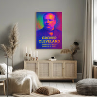Grover Cleveland 24th President of the United States Neon Gradient Overlay Poster