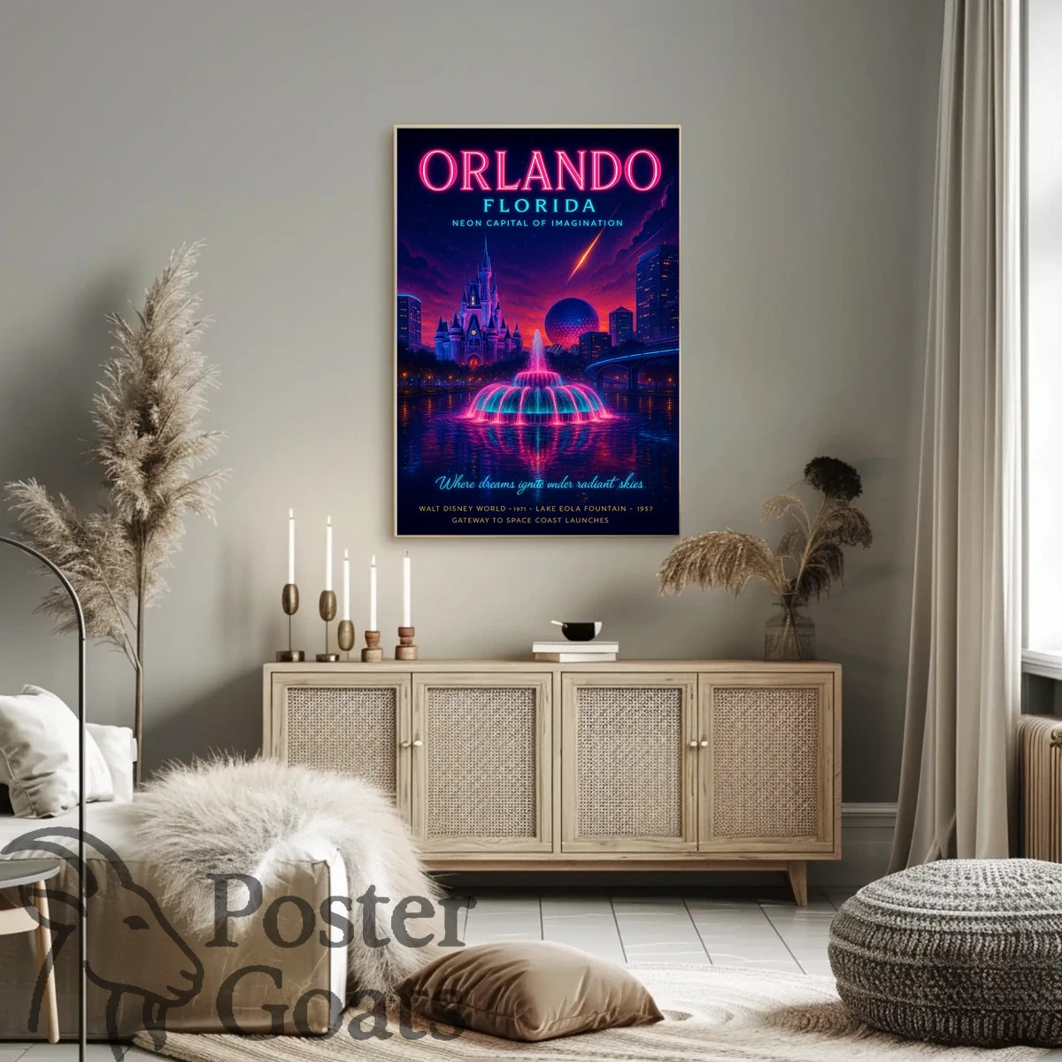 Orlando Neon Fantasy Travel Poster