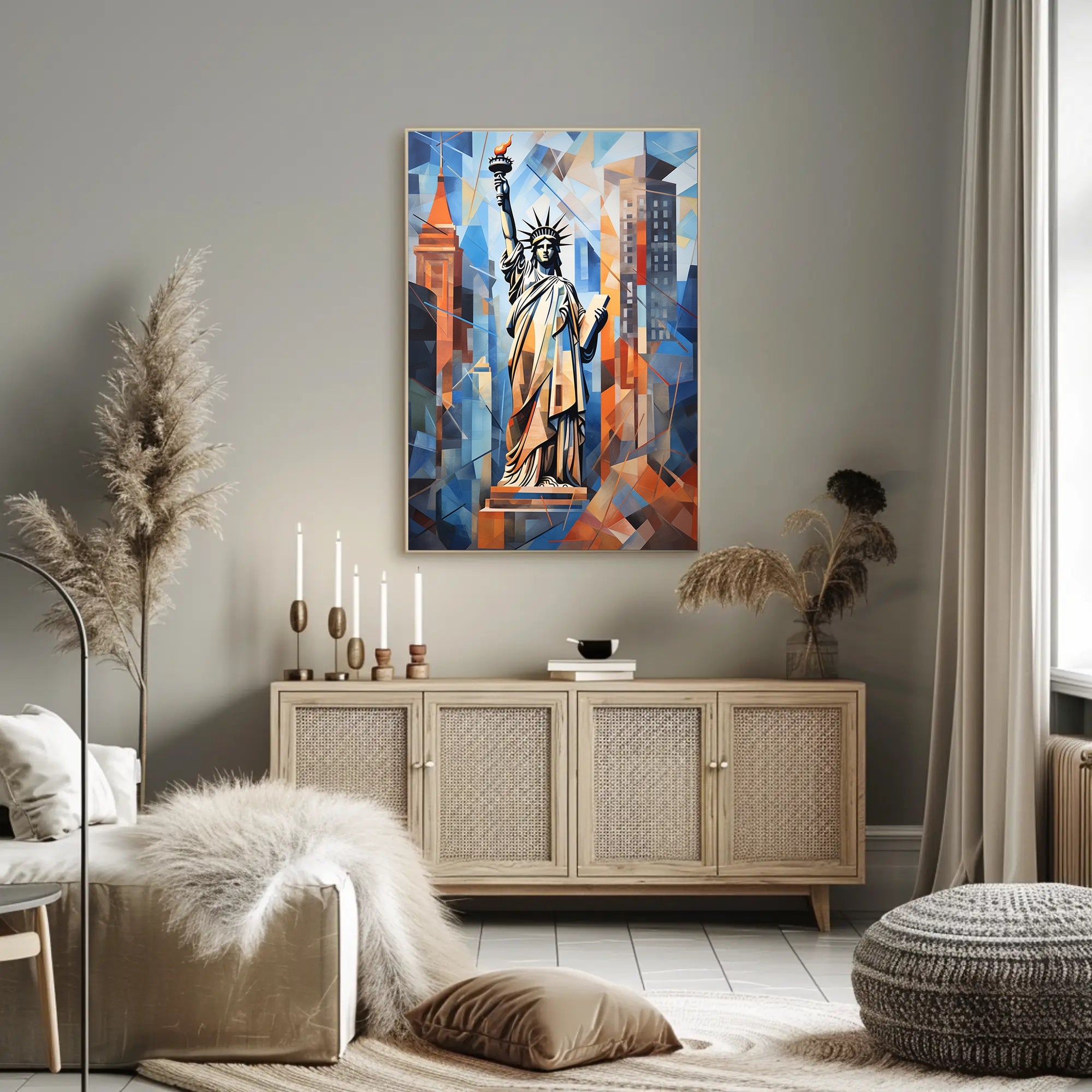 Statue of Liberty City Icon Poster Abstract Wall Art