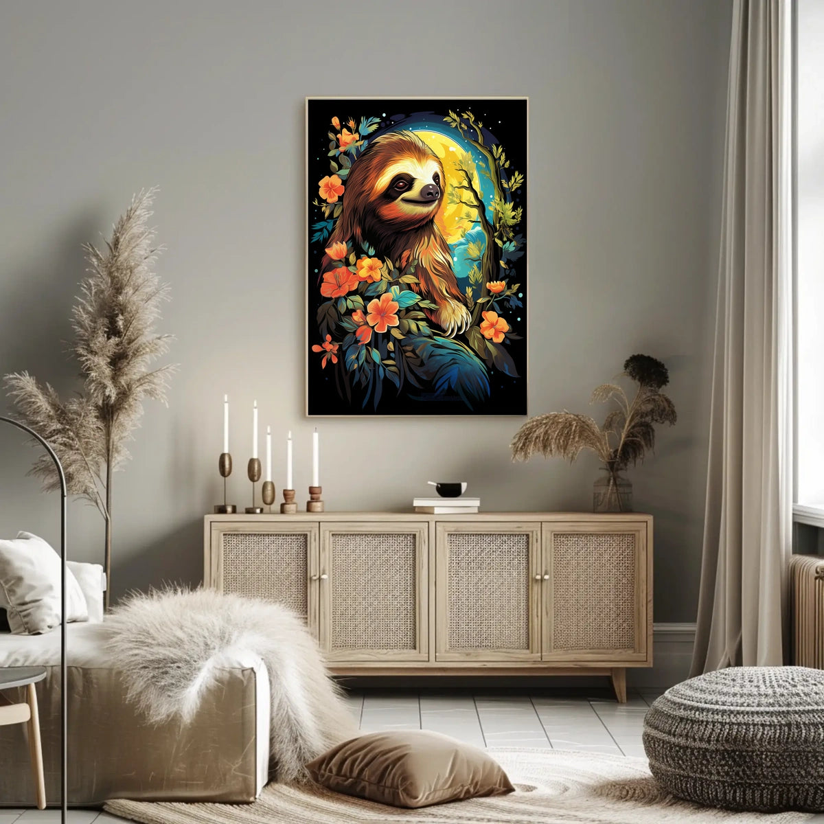 Serene Sloth In Bloom Poster