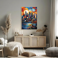 Vibrant Sydney Cityscape Modern Abstract Artistic Poster