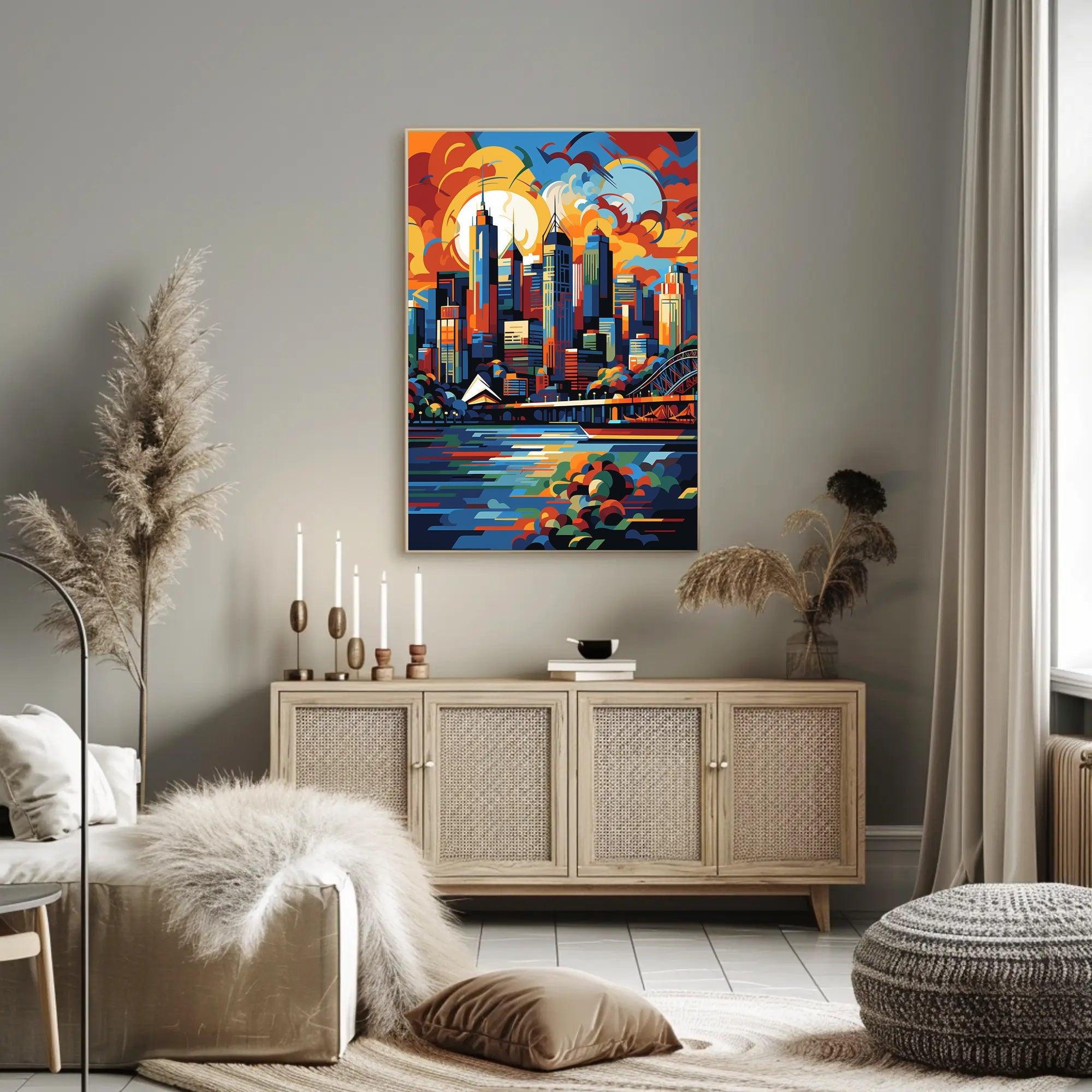 Vibrant Sydney Cityscape Modern Abstract Artistic Poster