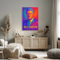 Bill Clinton 42nd President of the United States Neon Gradient Overlay Poster