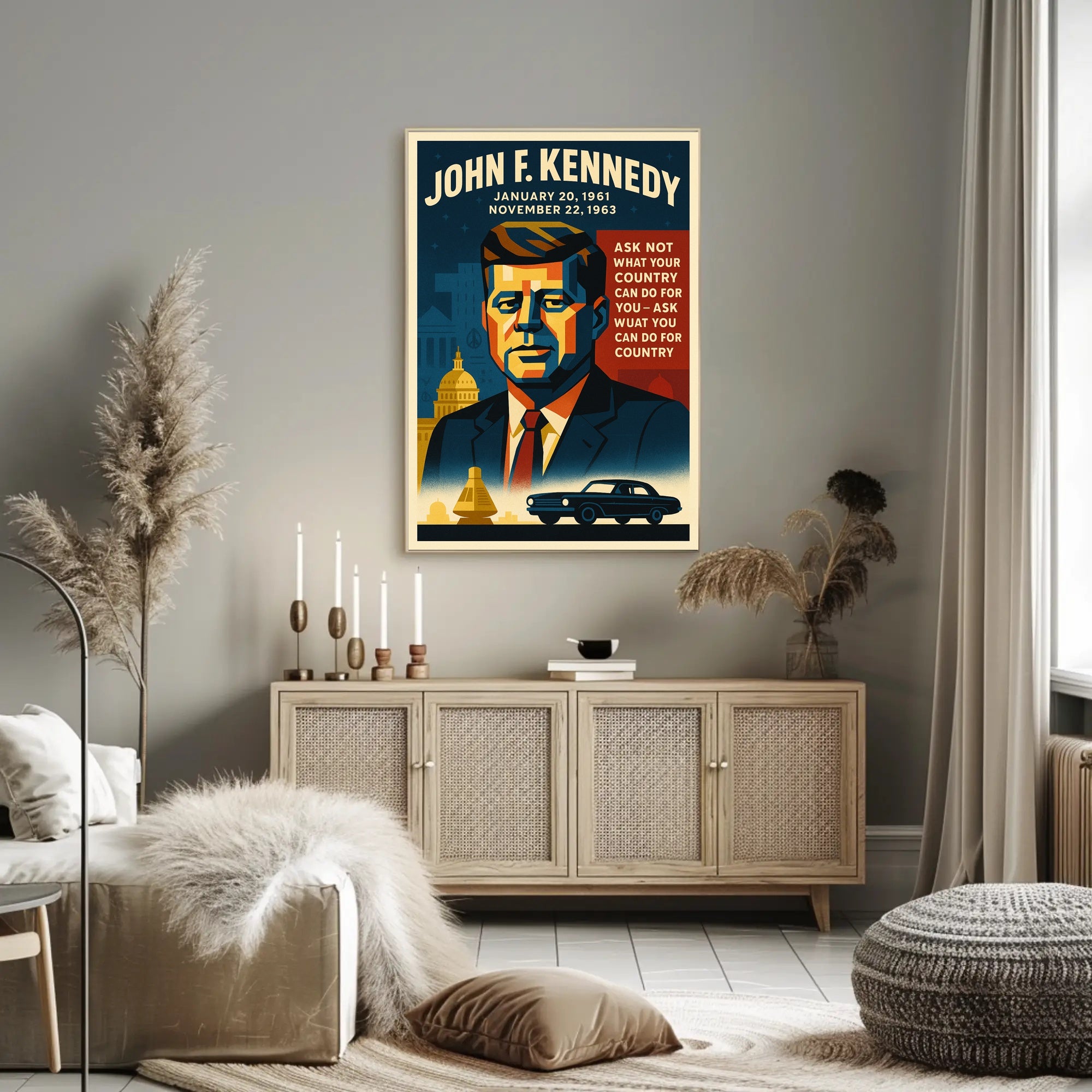 John F. Kennedy Vintage Patriotic Historical or Presidential Poster