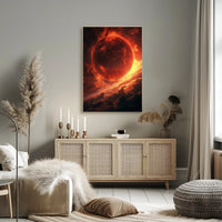 Fiery Cosmic Planet Sci-Fi Art Poster PosterGoat