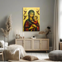 Virgin Mary and Baby Jesus with Angels Poster