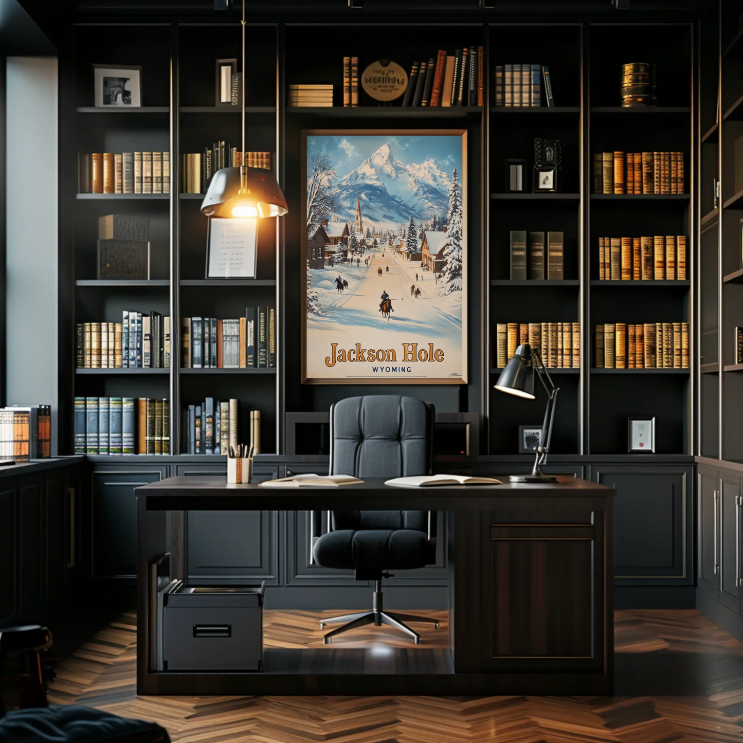 Jackson Hole Wyoming Vintage Poster - Snowy Town