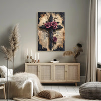Roses And Cross Poster