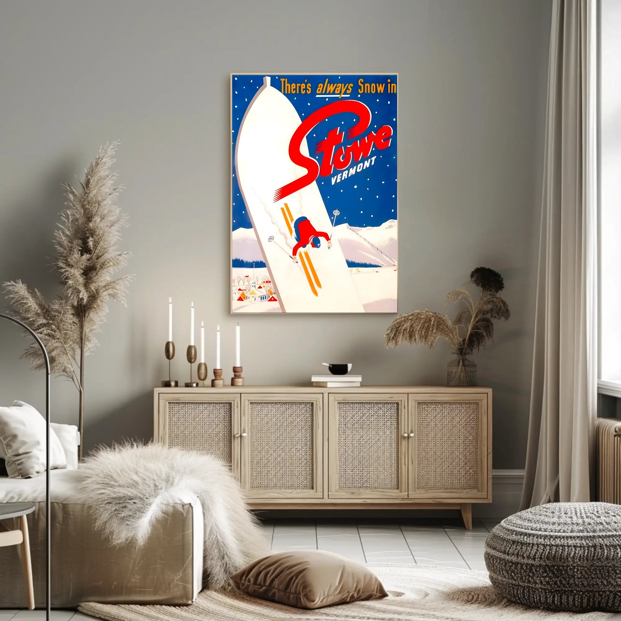 Ski Adventure in Stowe Vermont Travel Poster PosterGoat