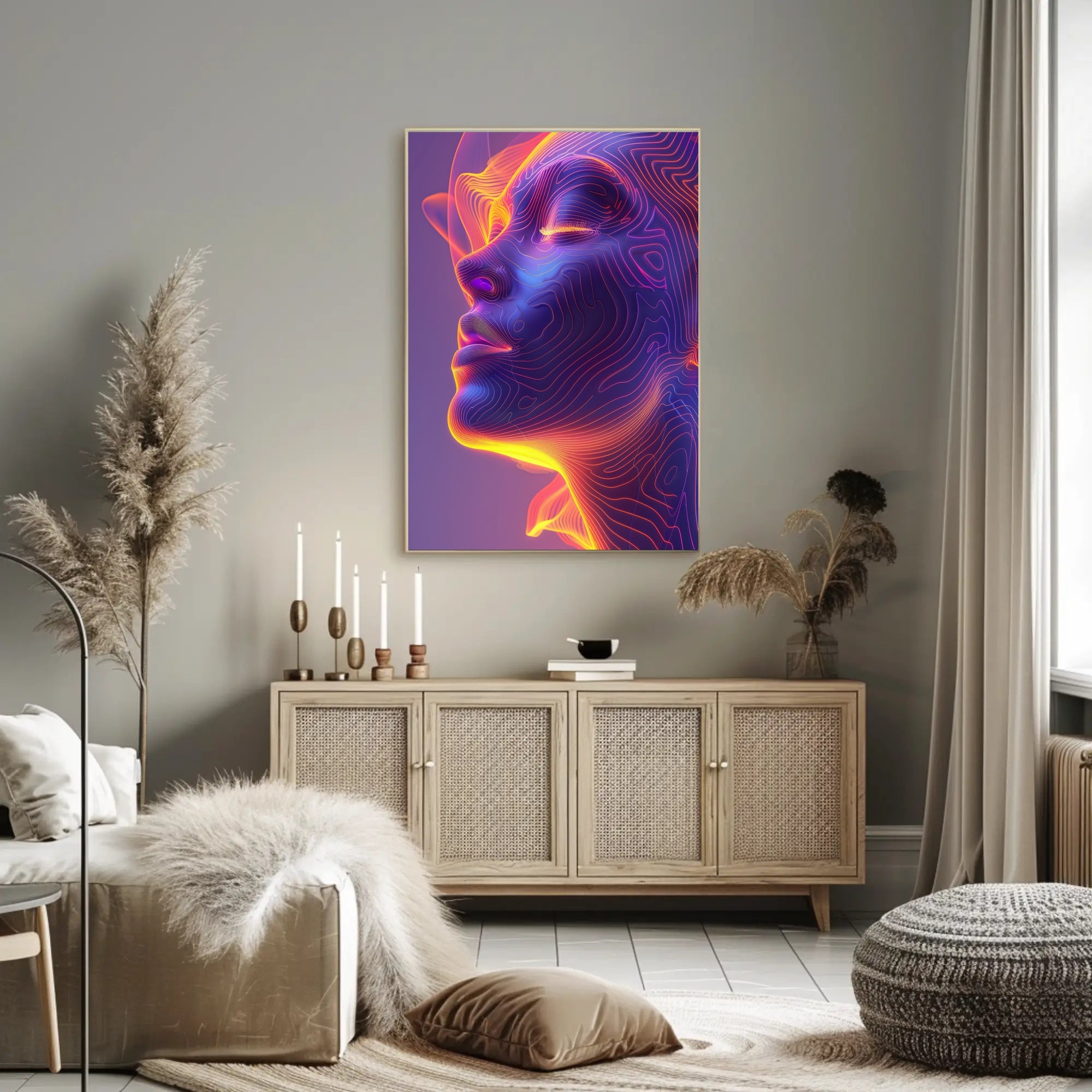 Futuristic Neon Abstract Art Print - Futuristic Sci-Fi Poster PosterGoat