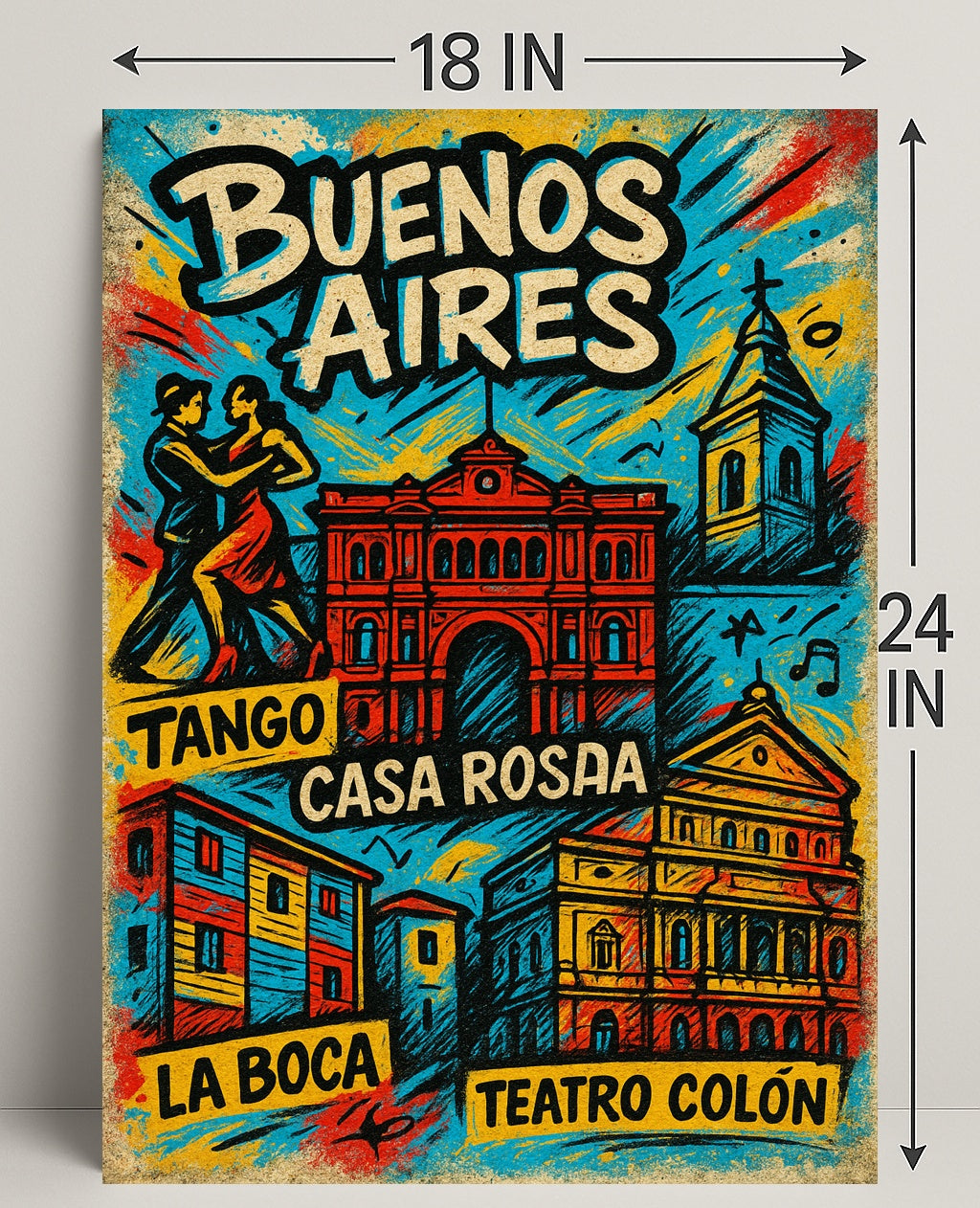 Buenos Aires Highlights Vintage Poster Print PosterGoat