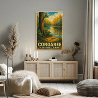 Congaree National Park Lush Wetland Forest Escape Nature Lovers Artistic Poster