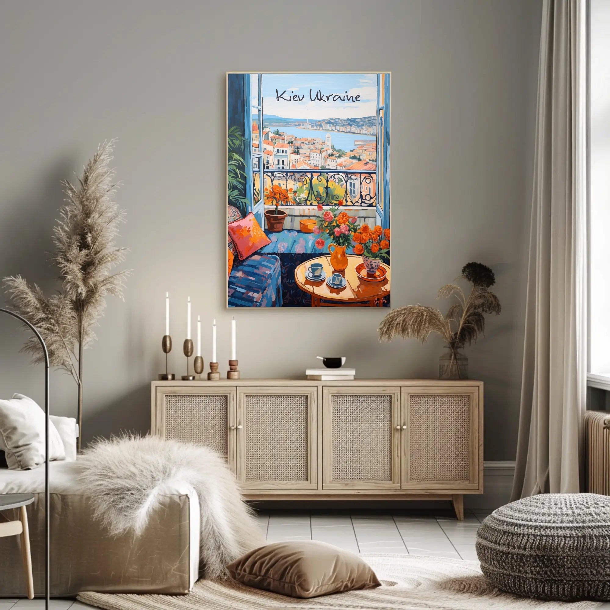 Scenic Balcony Overlooking Kiev Cityscape Poster