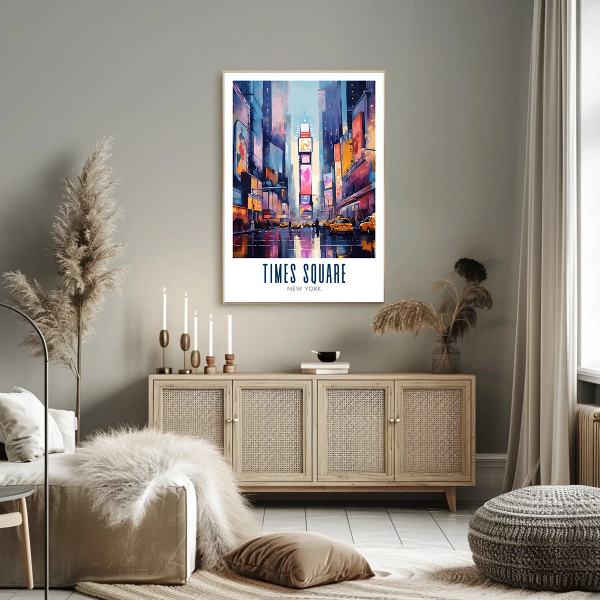 Times Square Vibrant Urban Life Poster Modern Wall Art