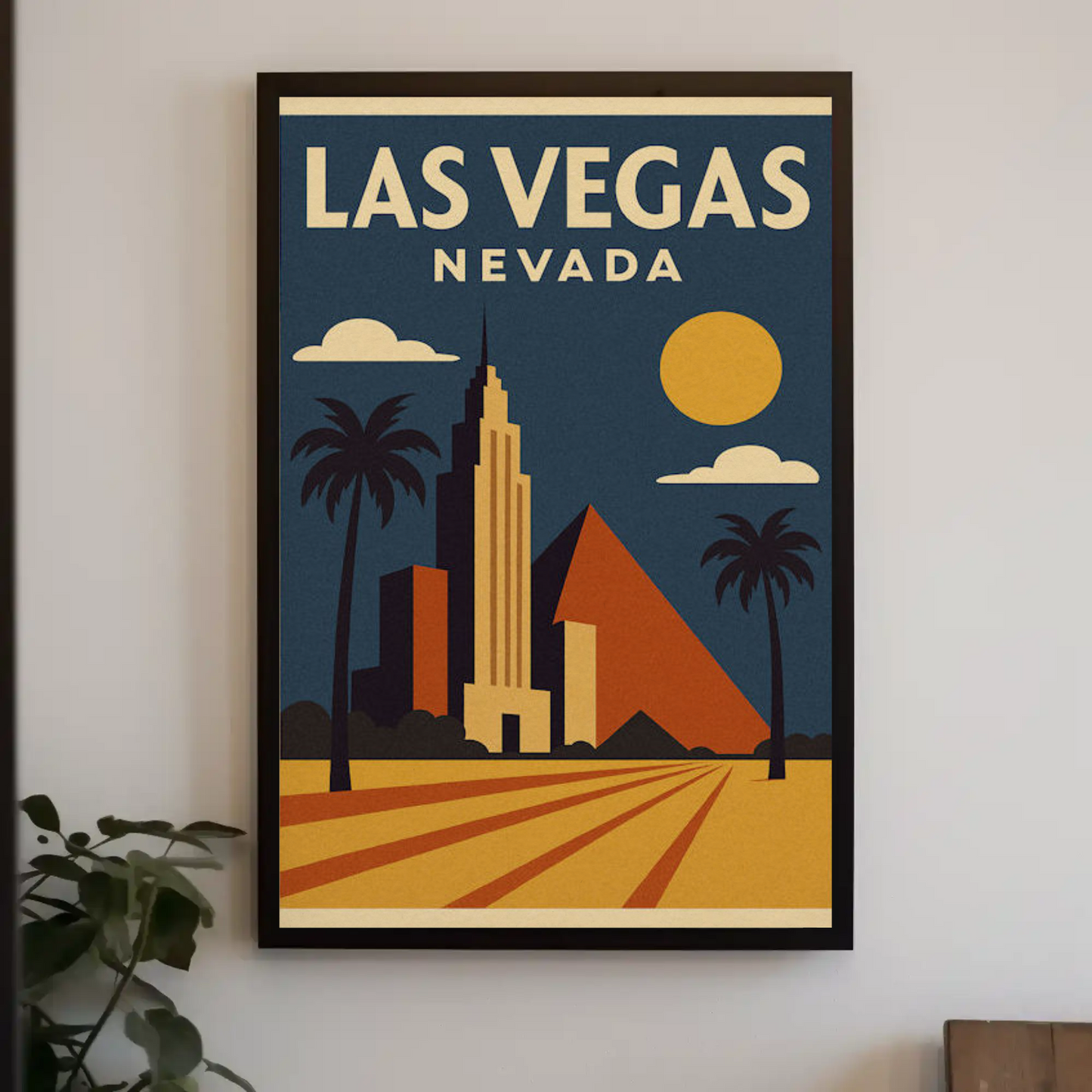 Las Vegas Nevada Geometric Retro Buildings Art Poster