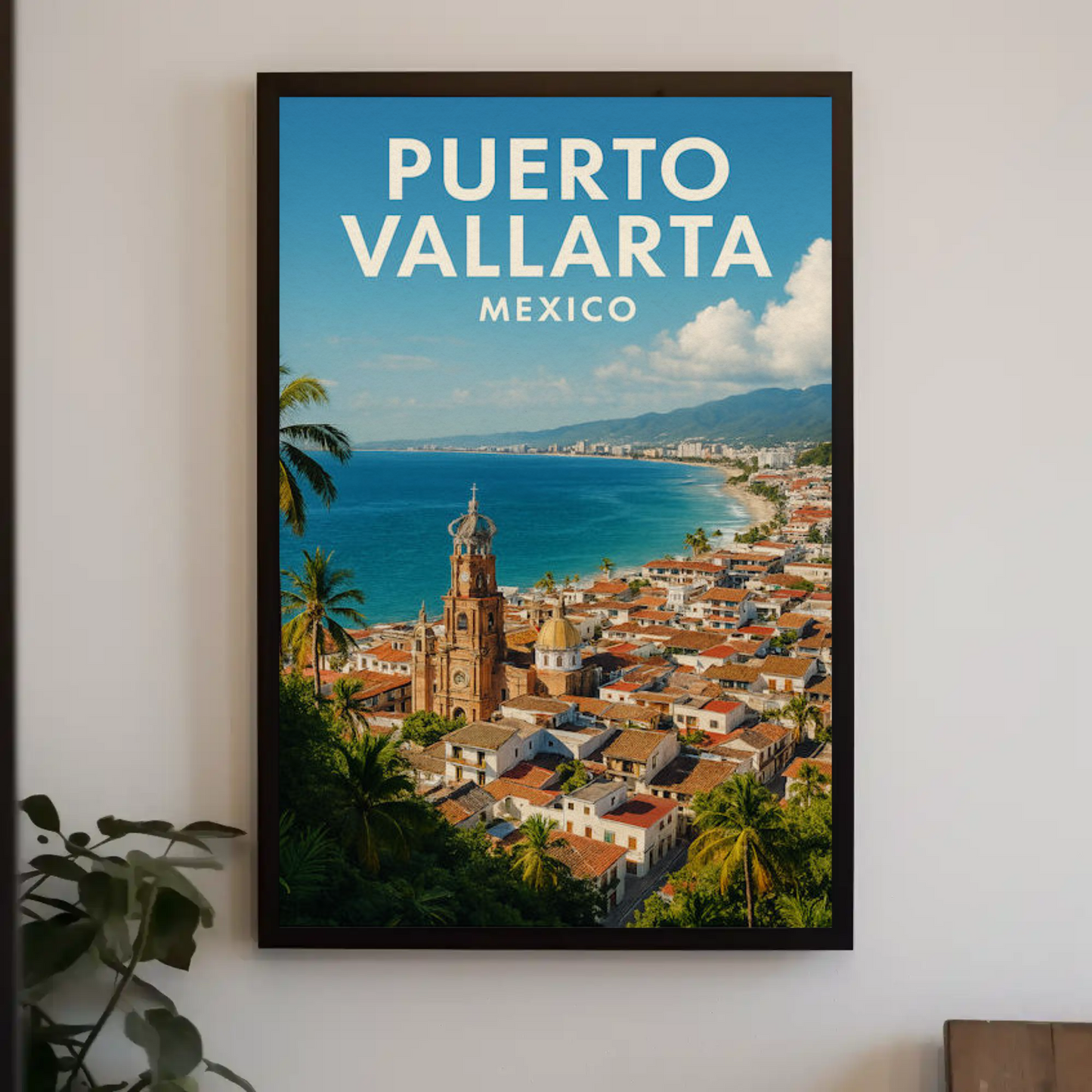 Puerto Vallarta Mexico Aerial Beach View Travel Poster