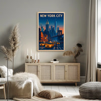 New York City Skyline Twilight Poster Modern Wall Art