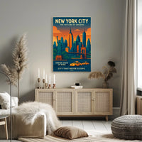 New York City Skyline Poster Dreamy Urban Wall Art Decor