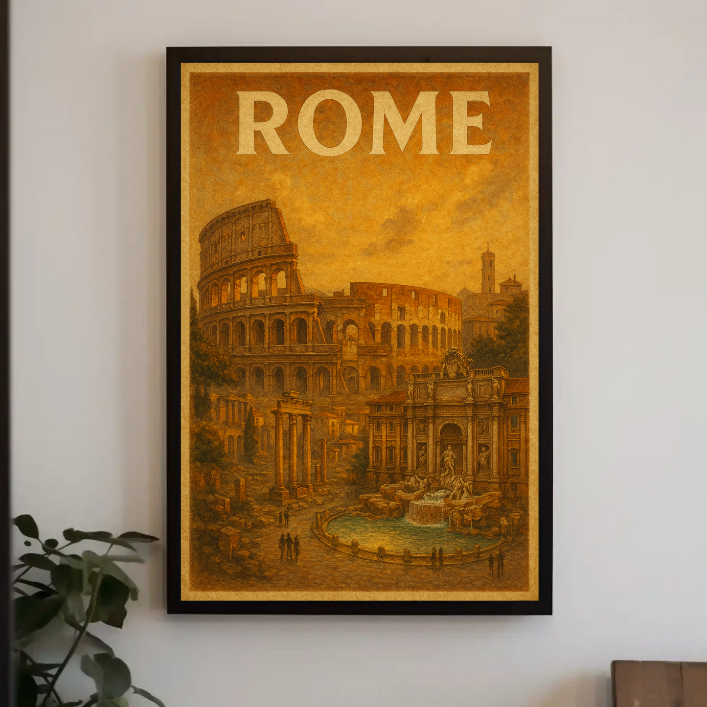 Rome Colosseum Trevi Fountain Travel Poster