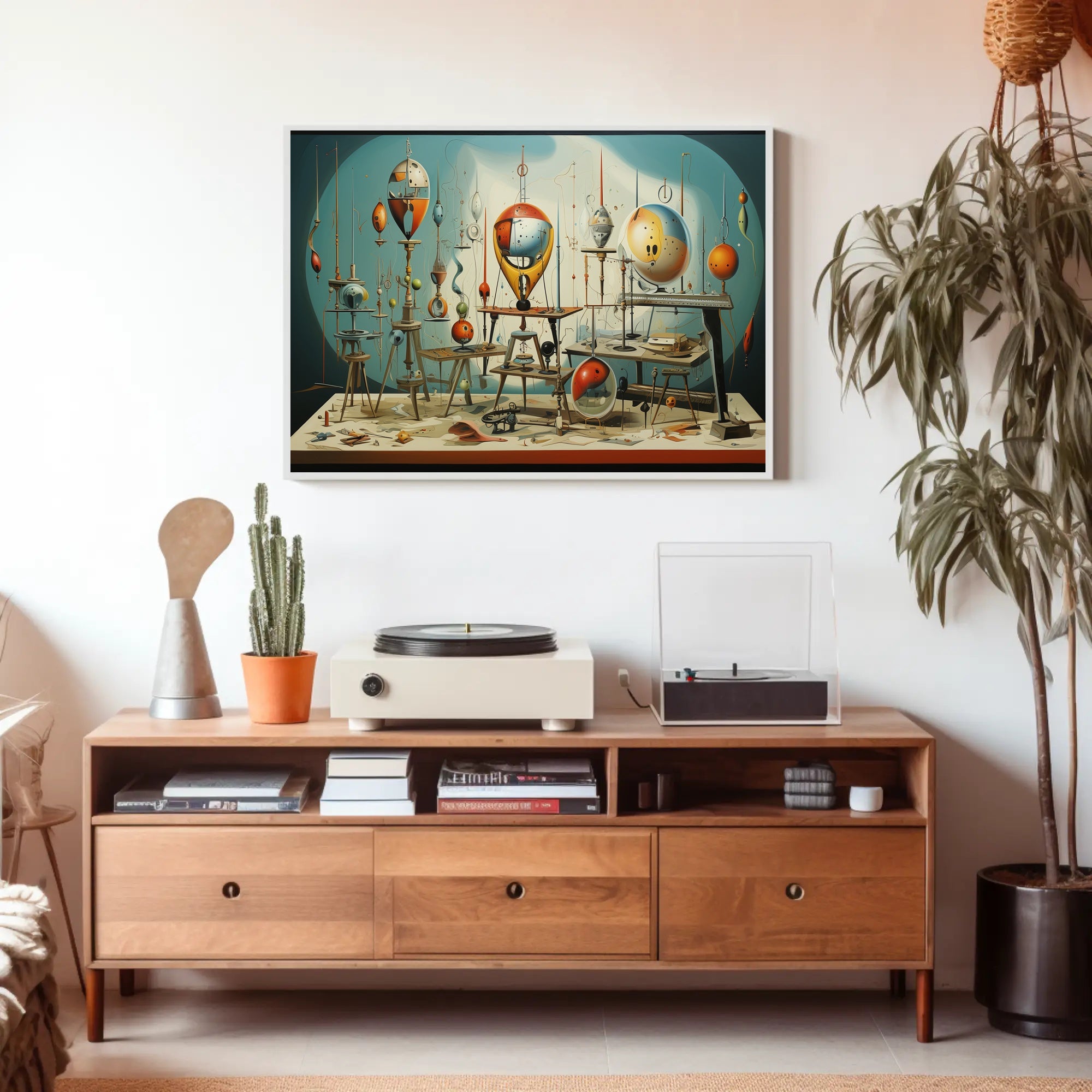 Surreal Mechanical Geometric Structures Abstract Artistic Poster