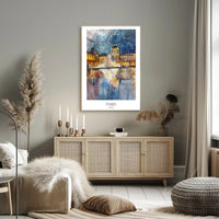 Louvre Pyramid at Night: Impressionistic Travel Poster PosterGoat