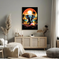 Elephant Paradise At Sunset Poster