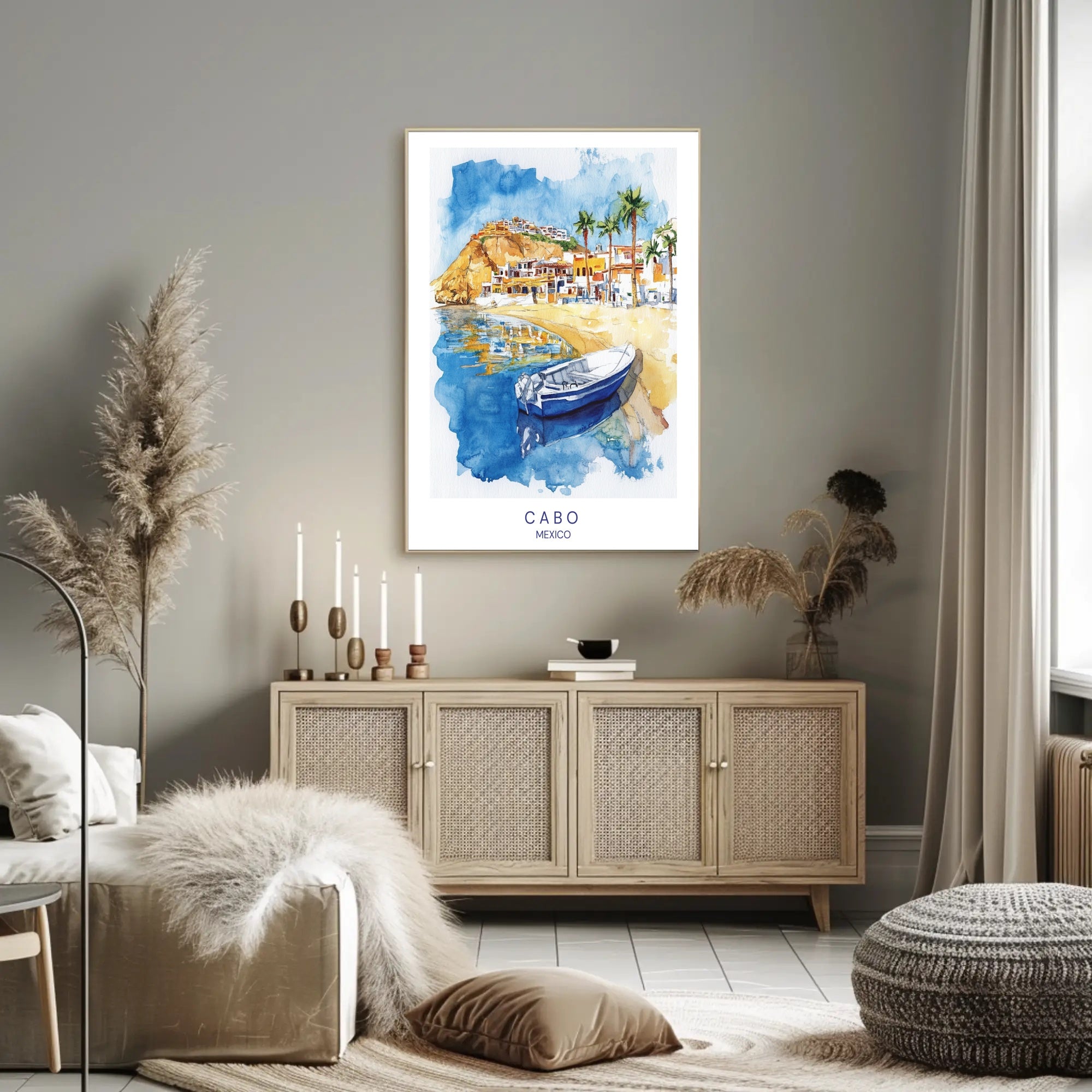 Cabo Watercolor Scenic View Travel Poster PosterGoat